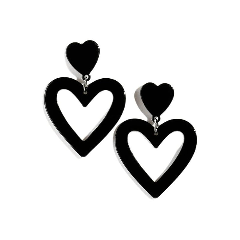 Wholesale prom party acrylic earrings water drop hollow love Valentine's day geometric love earrings